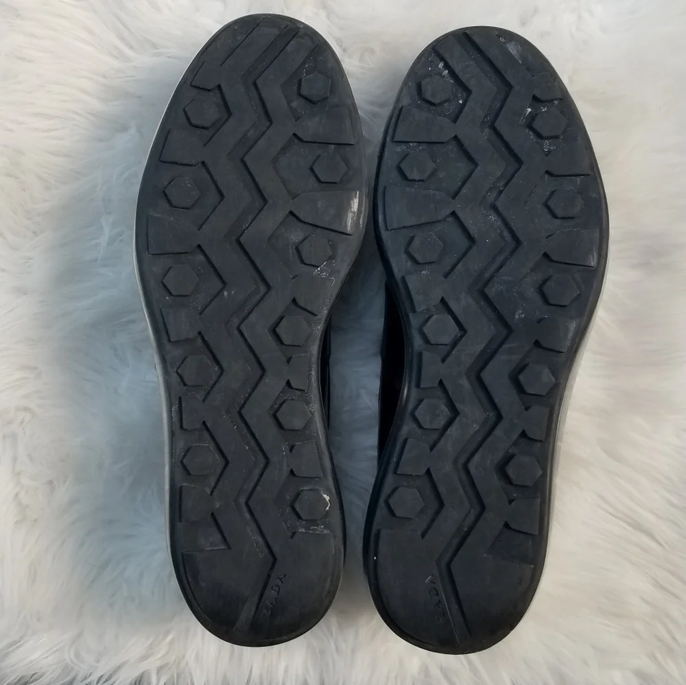 Prada Brushed Leather Transparent Sole Loafer Navy